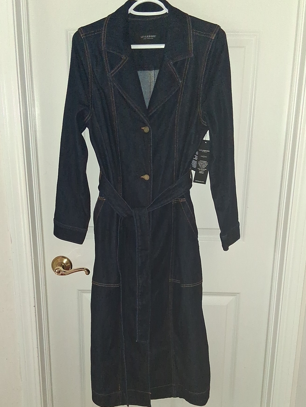 NEW! Liverpool Duster Jacket In Indigo Blue Size M
